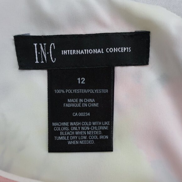 INC Floral Bouquet Lace - Midi Dress - Ruffle Handkerchief - Size 12 - NWT - Picture 4 of 13